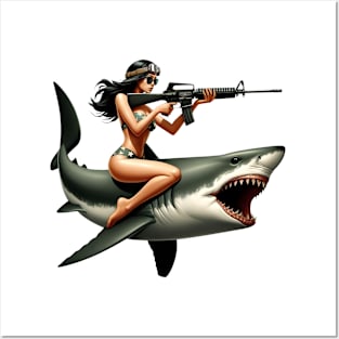 Tactical Girl and Shark Posters and Art